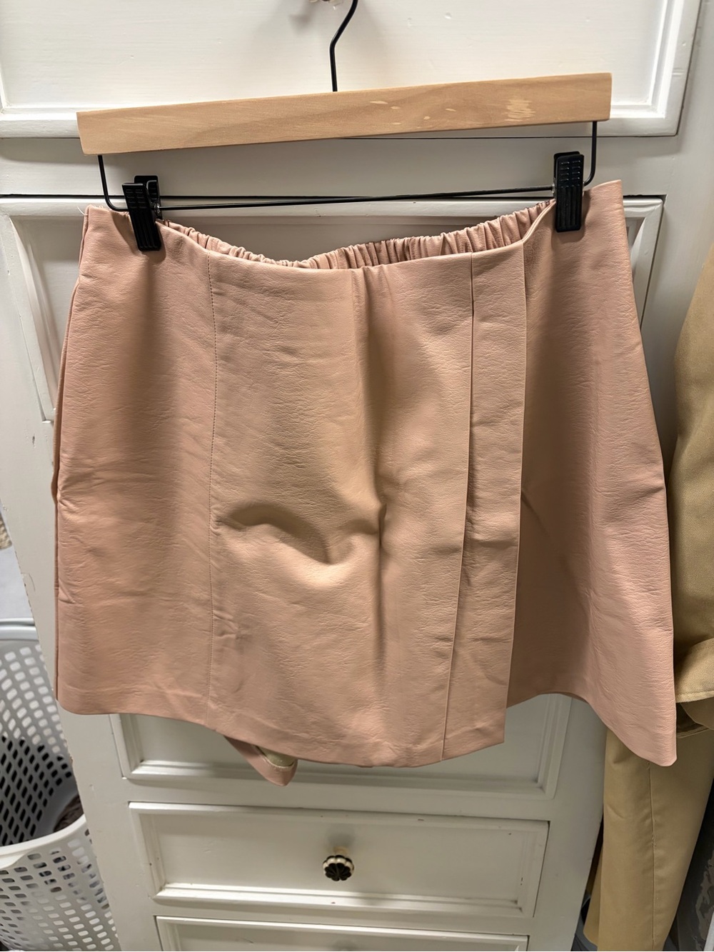 Skies Are Blue Blush Pink Faux Leather Mini Skirt